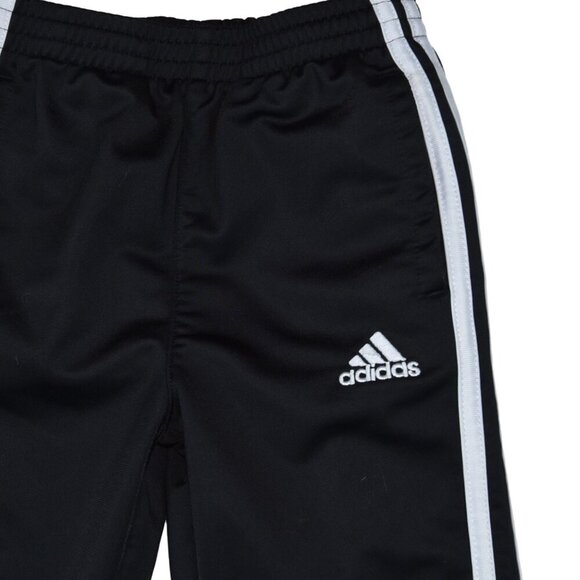 Adidas Kids Boys Track Pants Joggers Black White Side Stripes Sz 4 - Picture 5 of 6